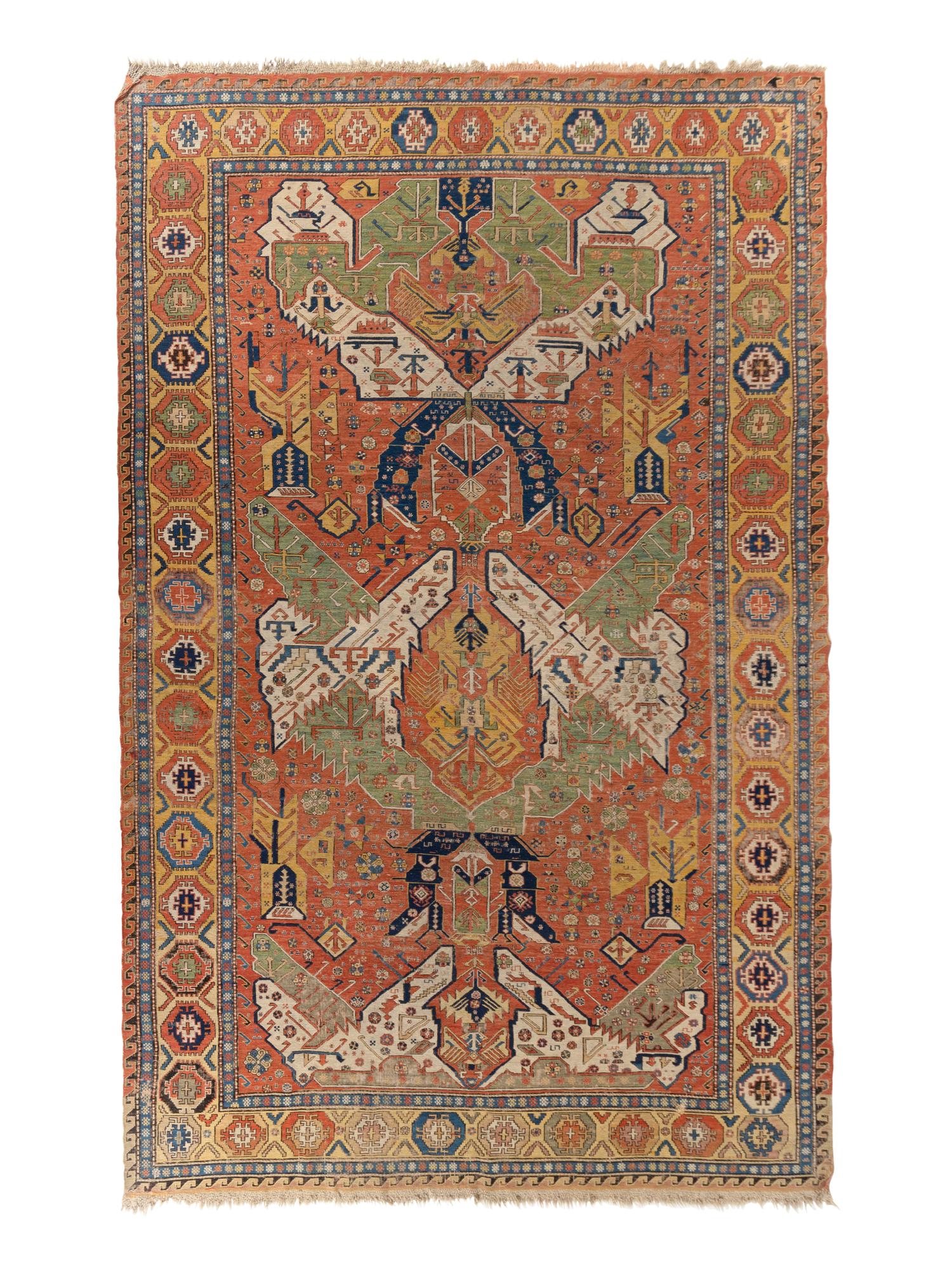 A Caucasian Soumak "Dragon" Wool Rug