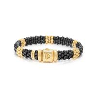 LAGOS, CERAMIC AND YELLOW GOLD 'CAVIAR' BRACELET