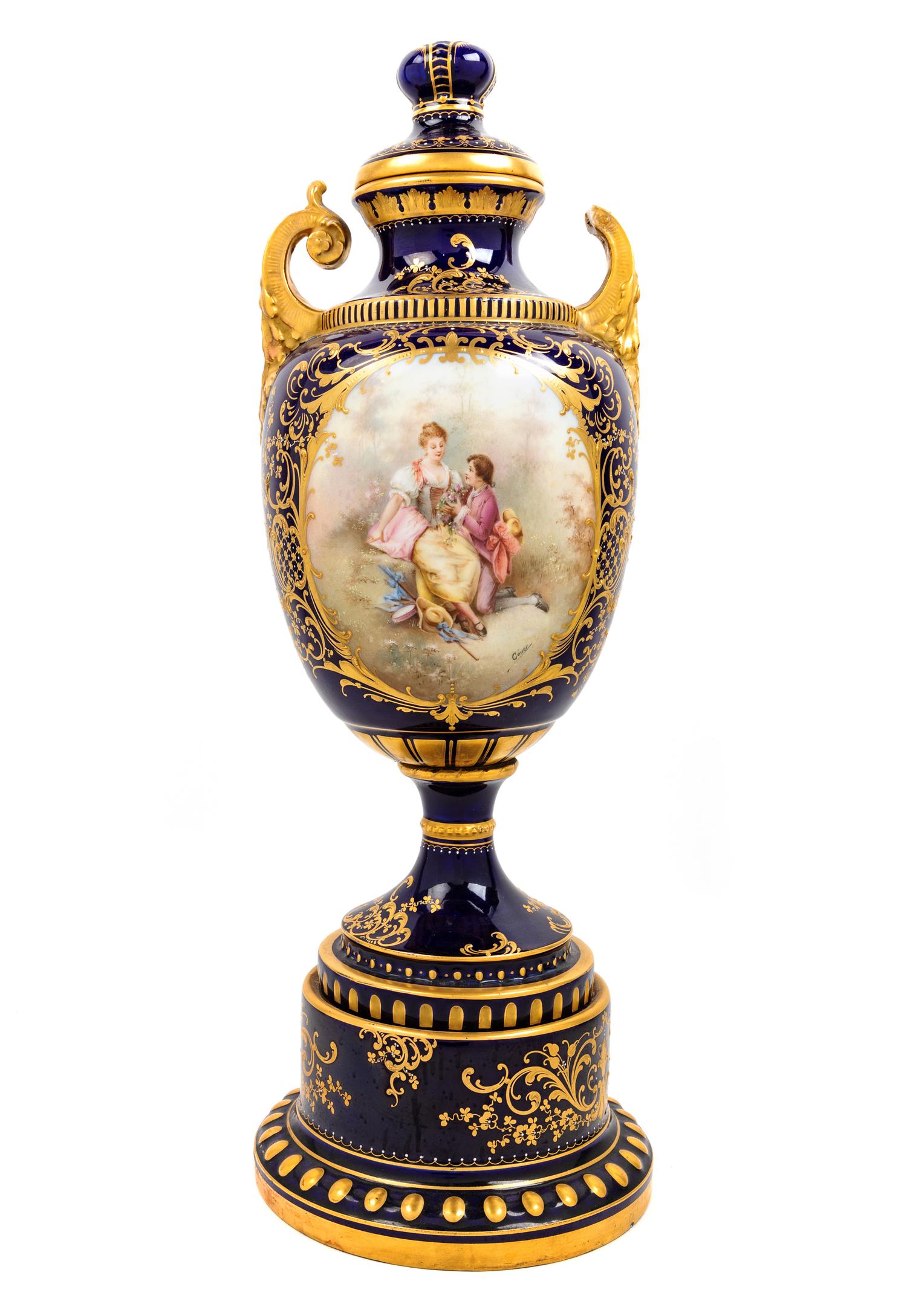 A Sevres Style Porcelain Urn and Cover