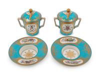 A Pair of Sèvres Style Porcelain Cups and Saucers