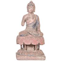 A Seated Stoned Buddha Figure on a Lotus Form Base