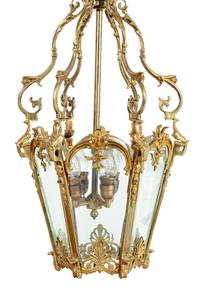 A Pair of Continental Brass and Glass Lanterns