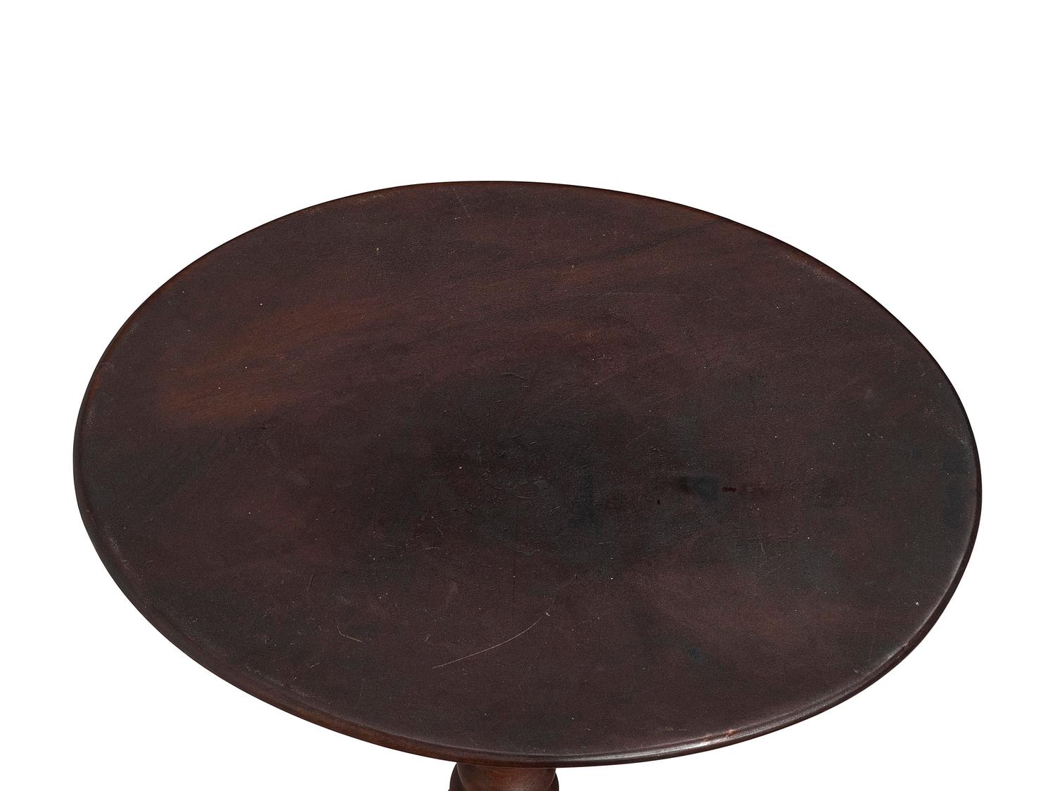 A Federal Beehive-Turned and Figured Mahogany Candlestand
