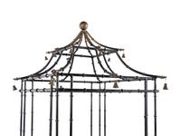 A Pair of Painted Metal Pagoda-Form Etageres