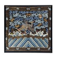 A Chinese Embroidered Silk 'Paradise Flycatcher' Rank Badge, 19th Century — 清晚期 刺綉綬帶鳥補子