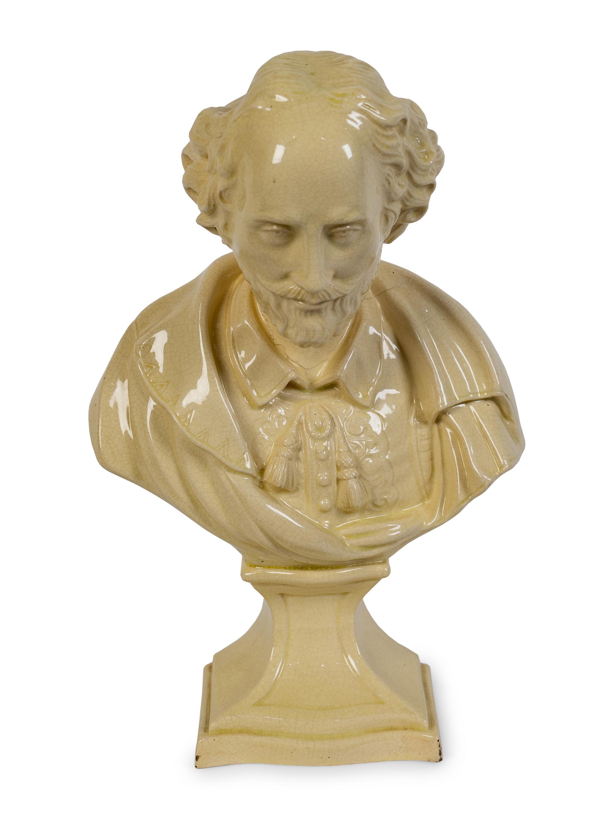 A Leeds Creamware Bust of Shakespeare Circa 1800