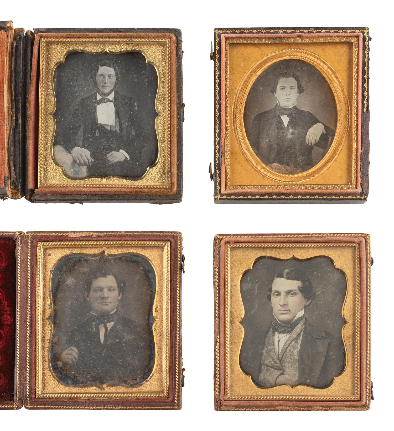 [EARLY PHOTOG.] 30 daguerreotypes of men of varying ages incl. half plate portrait of a painting.