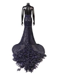 Lancetti Beaded Dress With Long Train and Wrap, 2000s