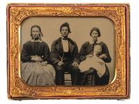 [EARLY PHOTOGRAPHY]. Half plate ambrotype of a family of four, acquired from Fort Smith, Arkansas.