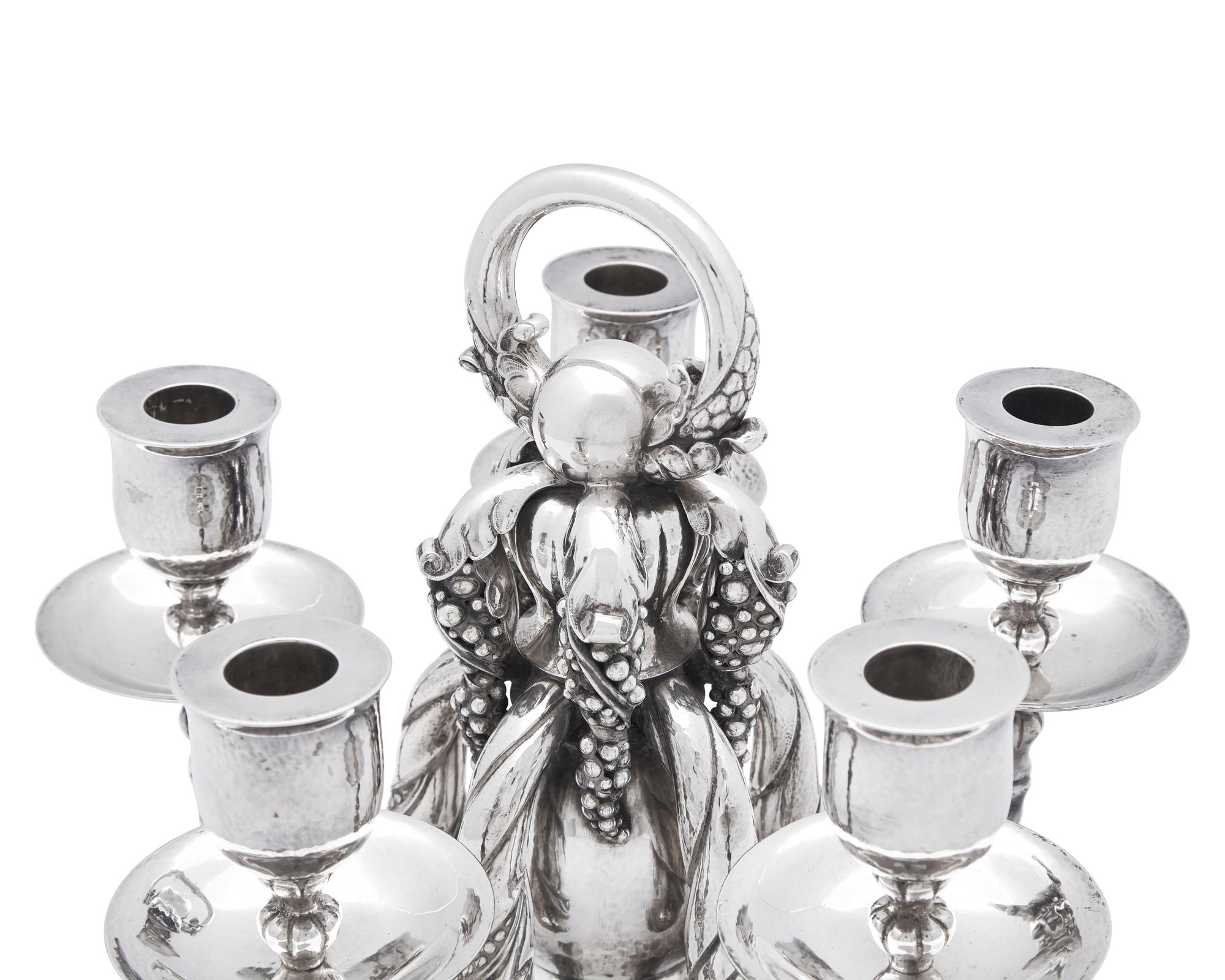 A Georg Jensen Silver Five-Light Candelabrum