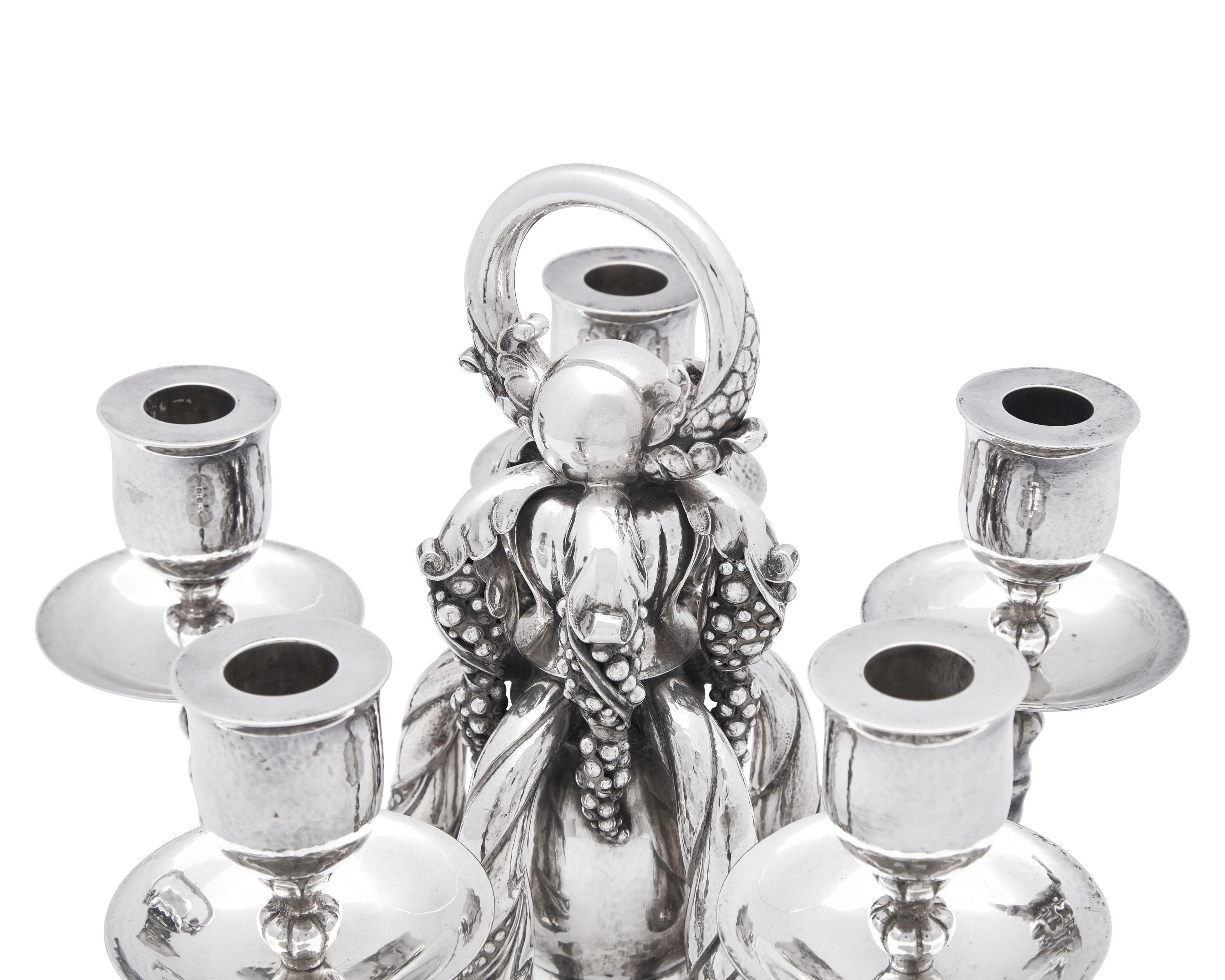 A Georg Jensen Silver Five-Light Candelabrum