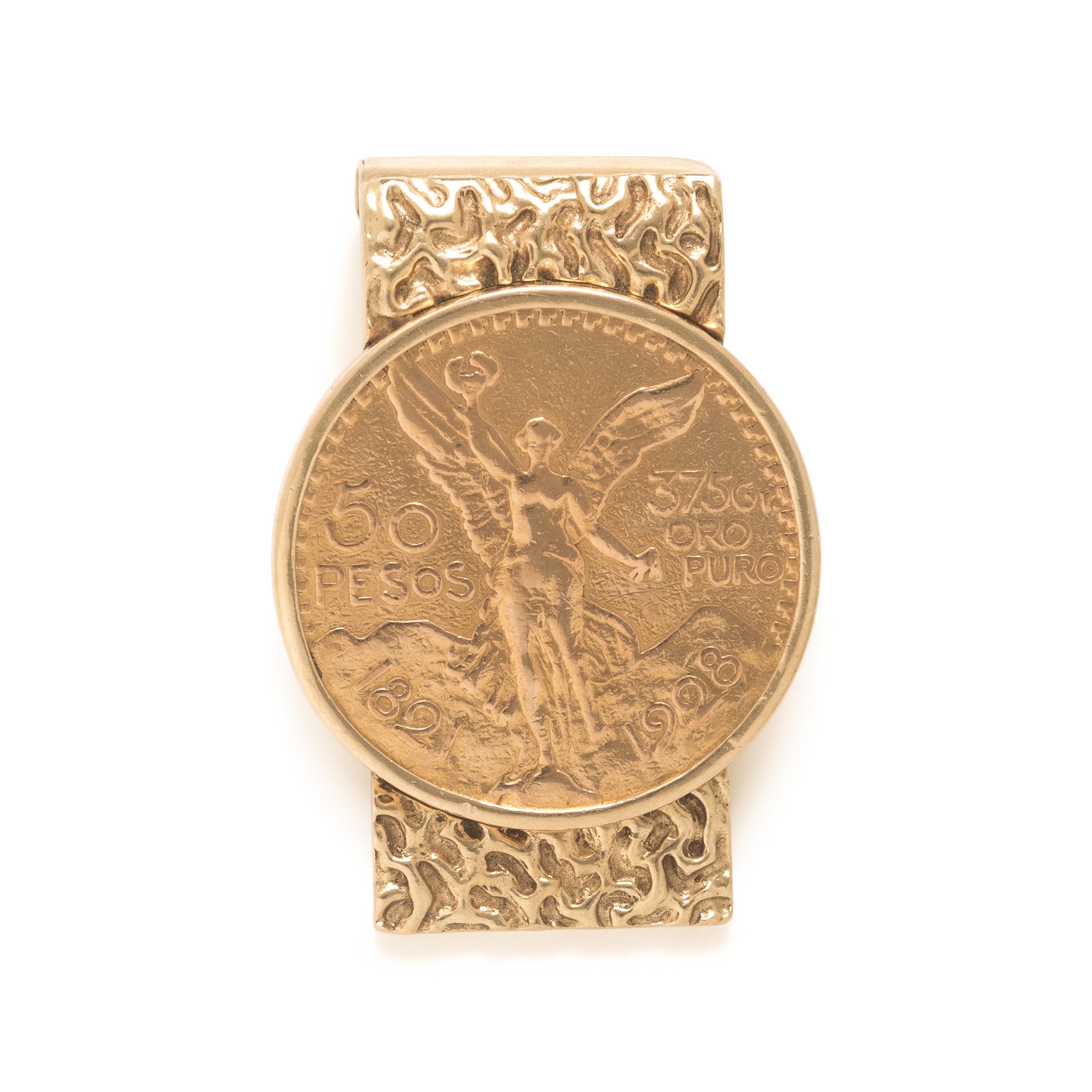 Yellow Gold and 'Mexican Peso' Coin Money Clip