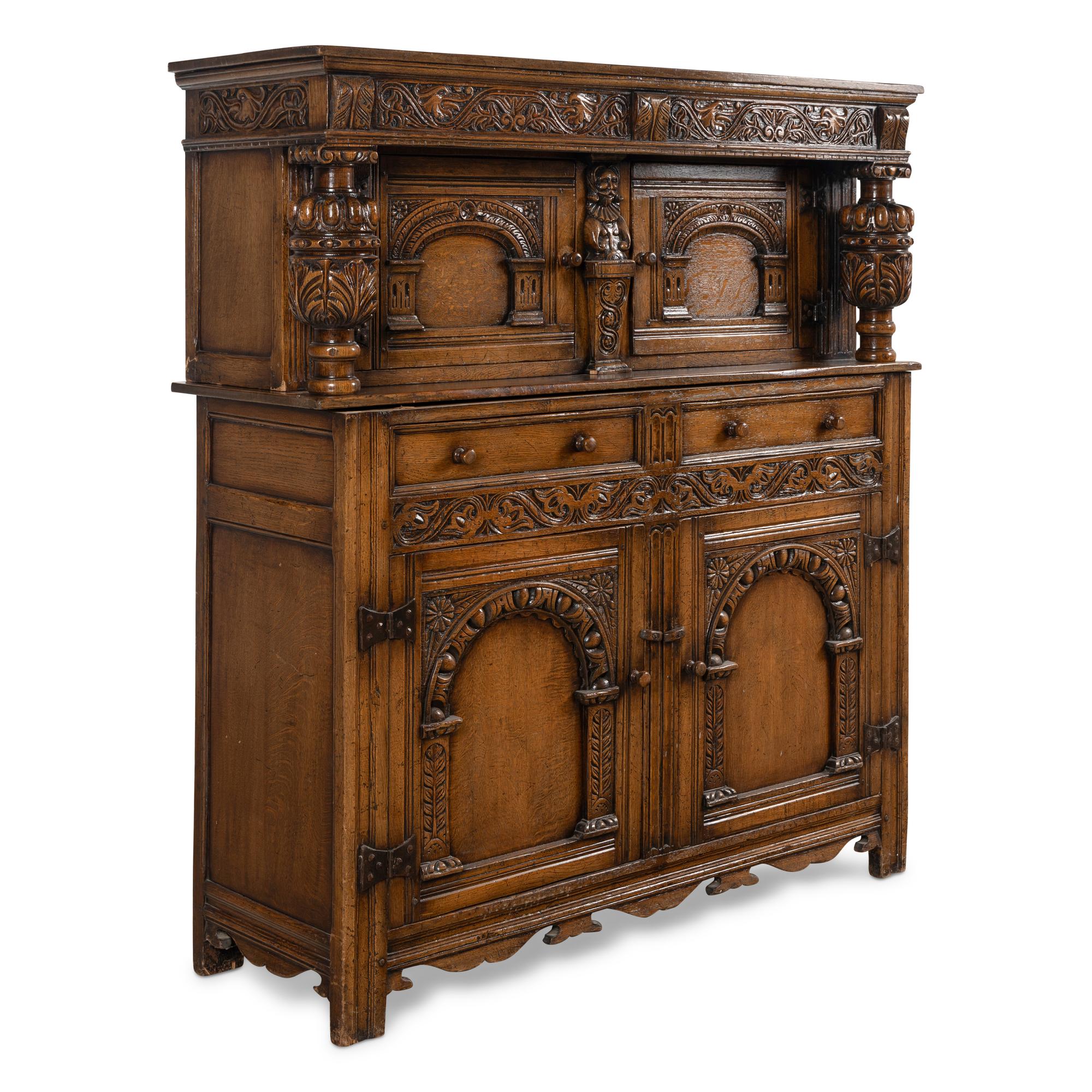 An English Oak Court Cupboard