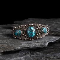 Navajo Silver and High Grade Spiderweb Turquoise Cuff Bracelet
