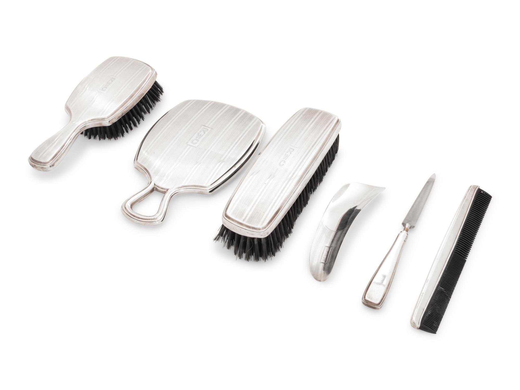 An American Silver Six-Piece Dresser Set
