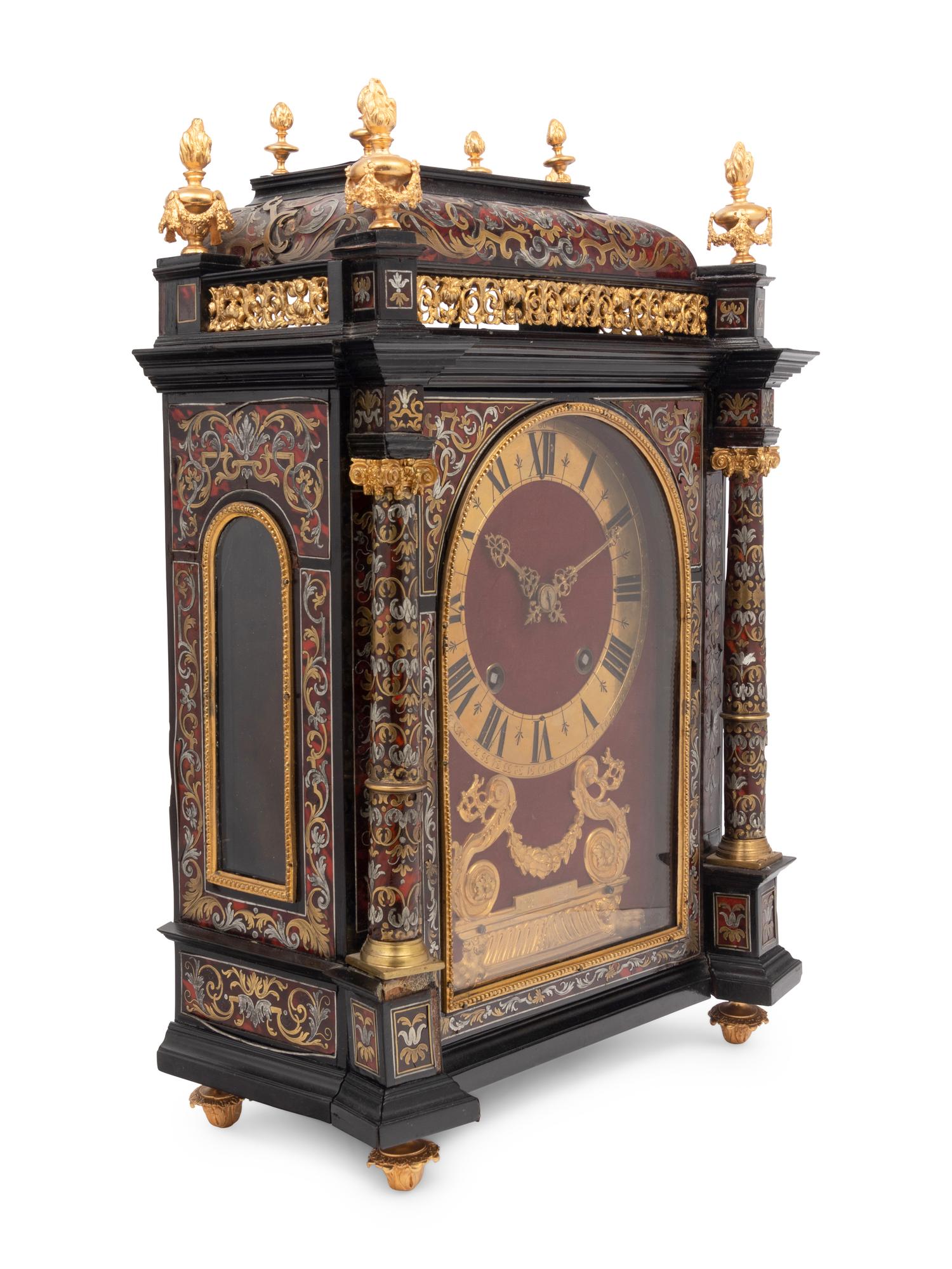A Napoleon III Style Gilt Metal Mounted Boulle Marquetry Mantel Clock