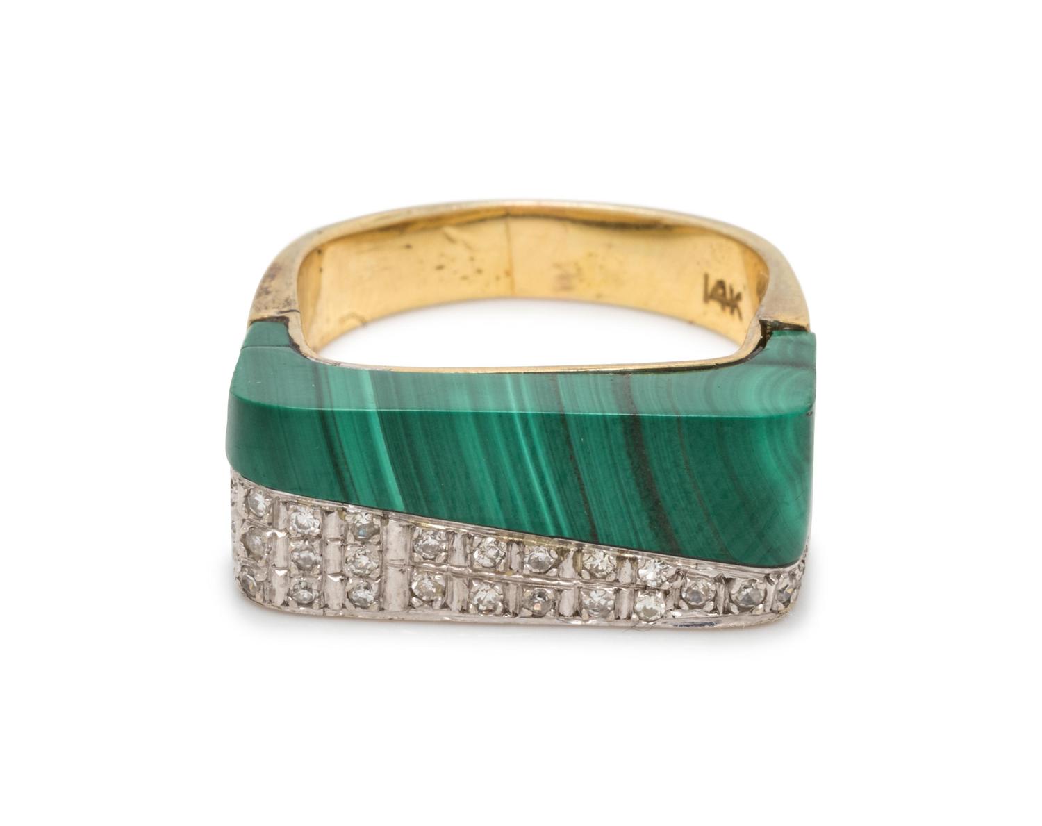 MALACHITE AND DIAMOND RING