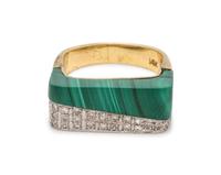 MALACHITE AND DIAMOND RING