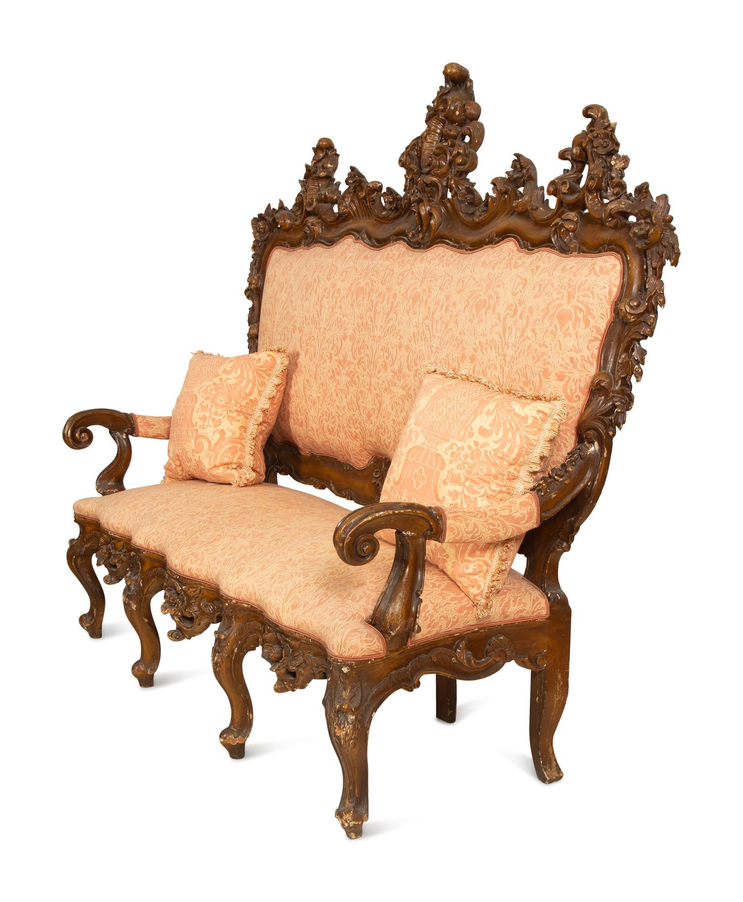 An Italian Rococo Style Three-Piece Seating Suite