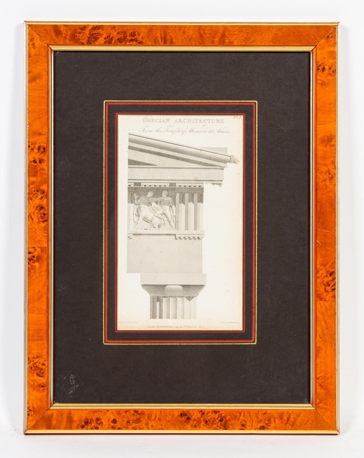 Three Architectural Engravings Height 8 1/2 x width 5 inches.