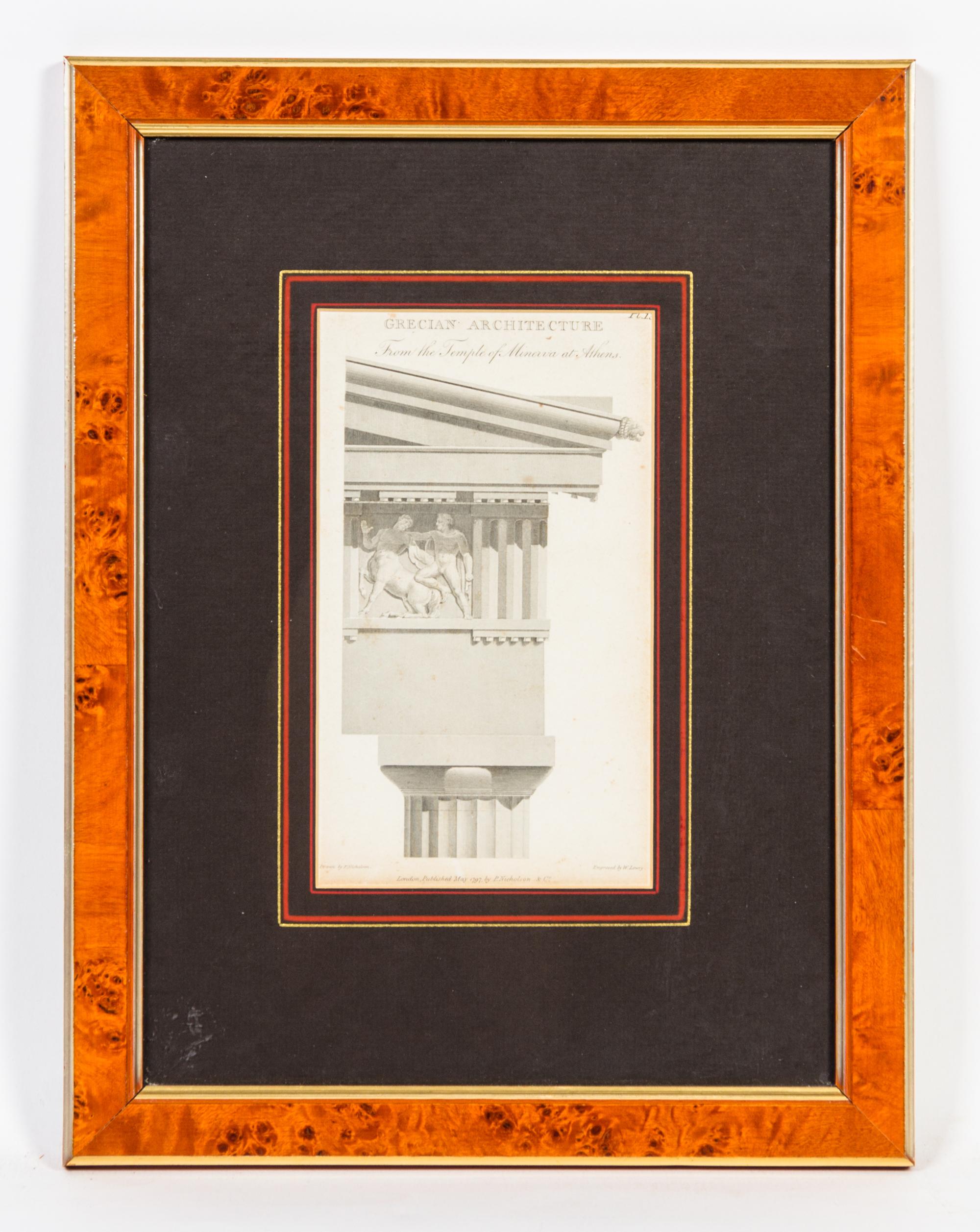 Three Architectural Engravings Height 8 1/2 x width 5 inches.