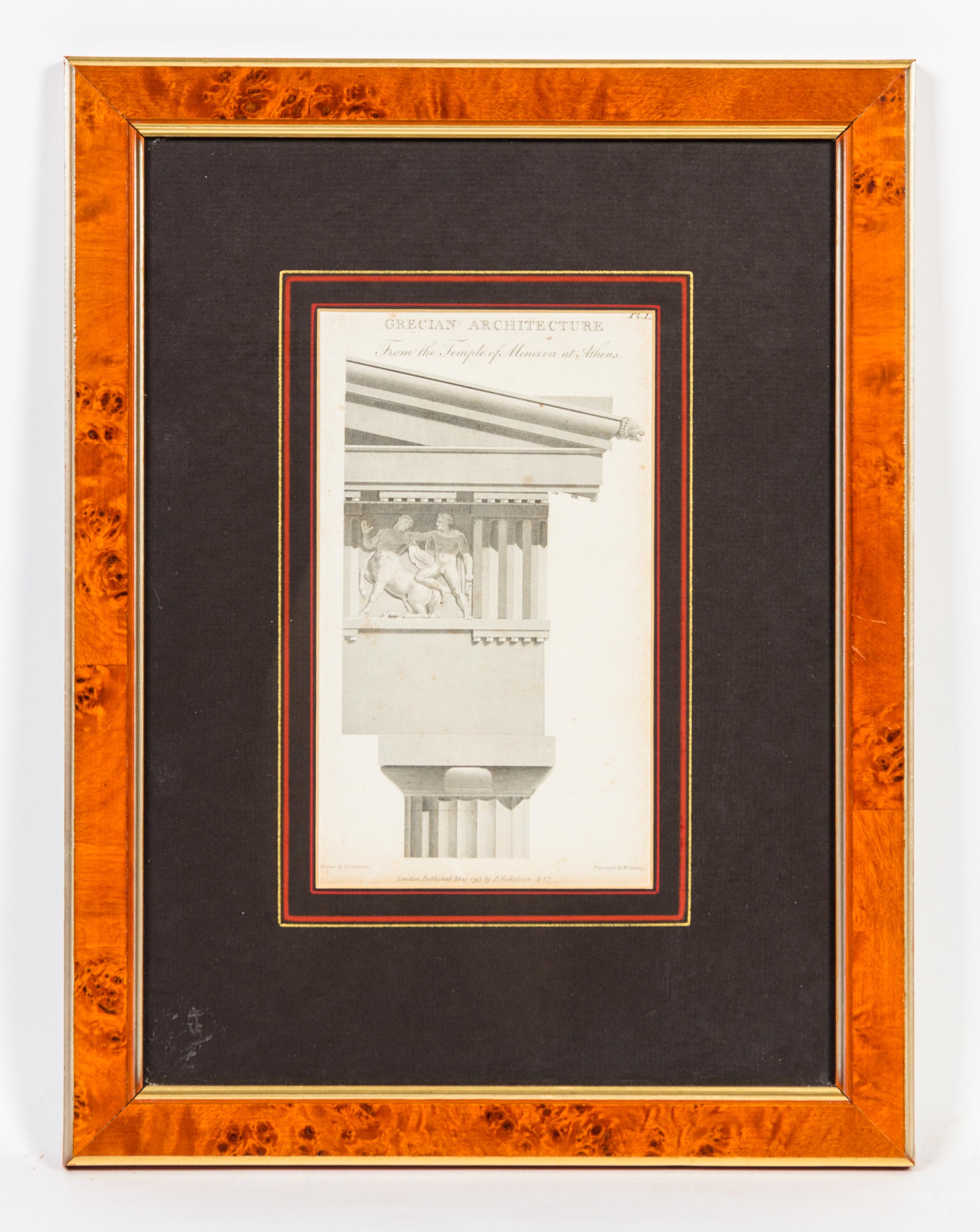 Three Architectural Engravings Height 8 1/2 x width 5 inches.