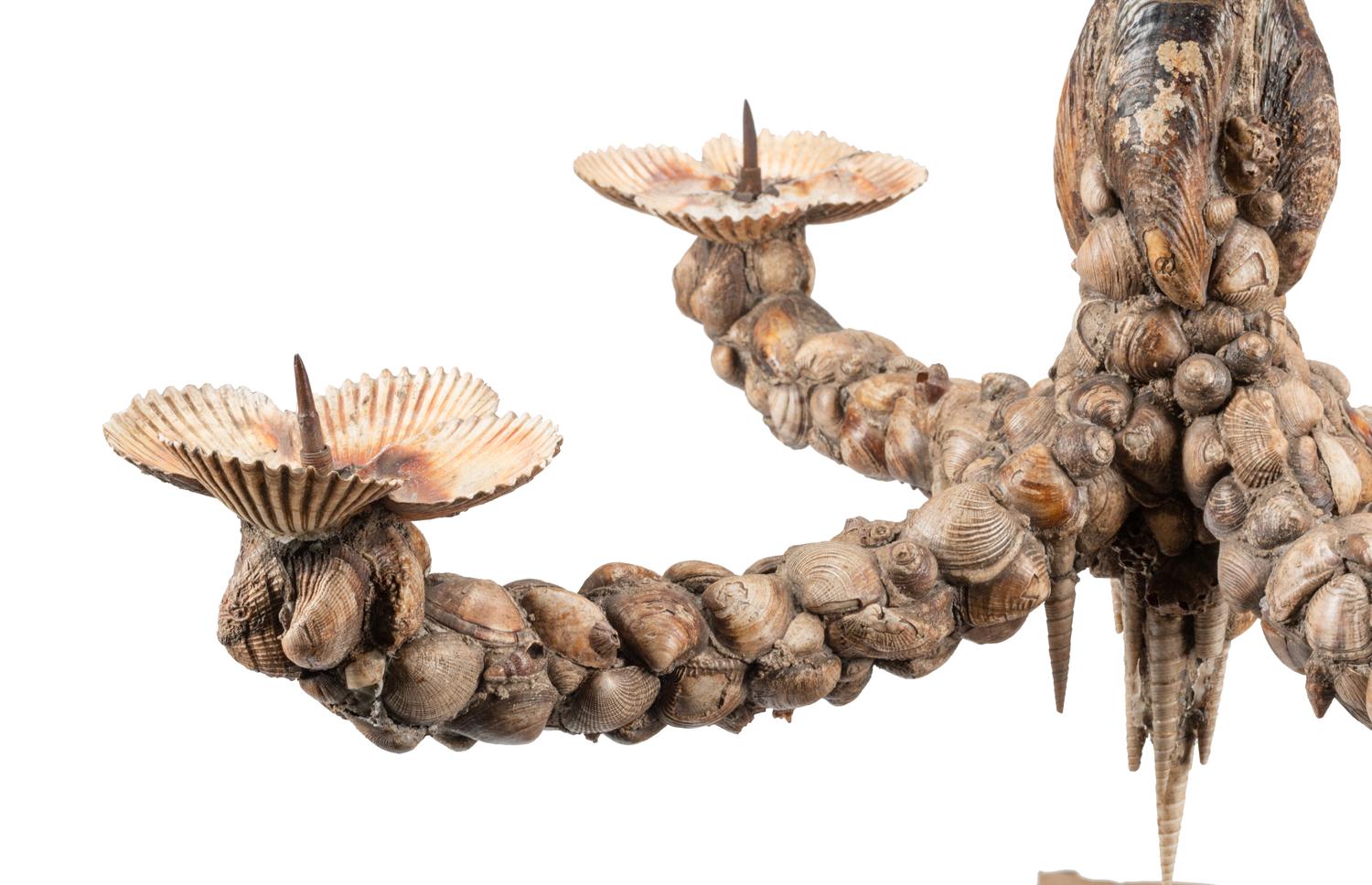 A Shell-Encrusted Grotto Four-Light Chandelier