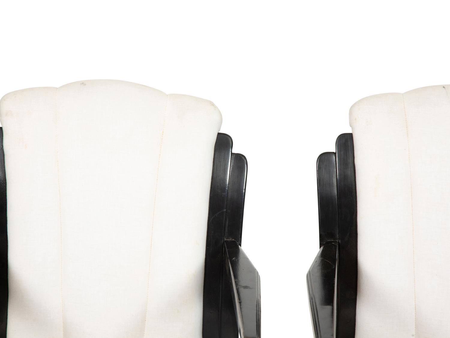 A Set of Four Art Deco Style Ebonized Open Armchairs