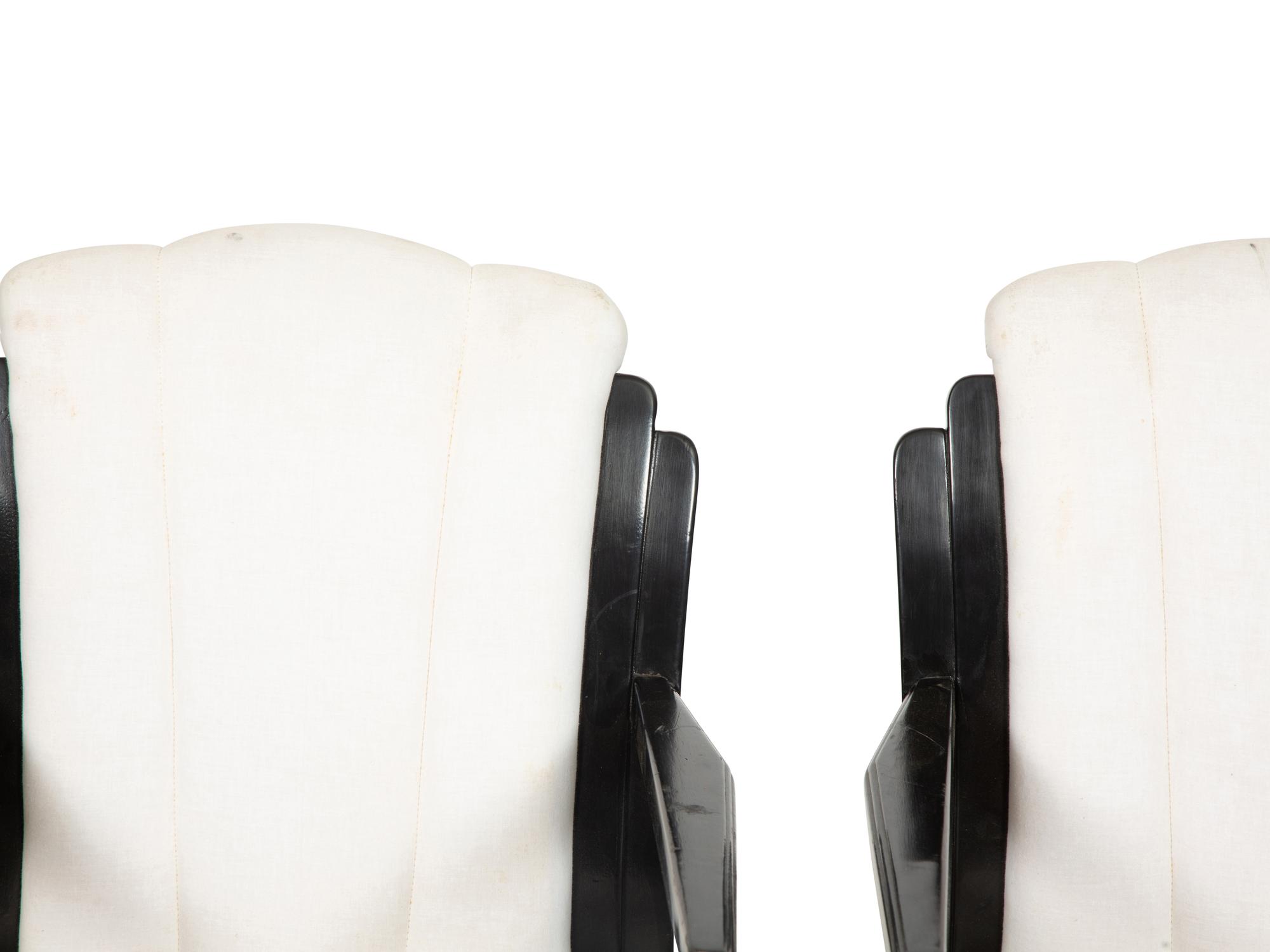 A Set of Four Art Deco Style Ebonized Open Armchairs