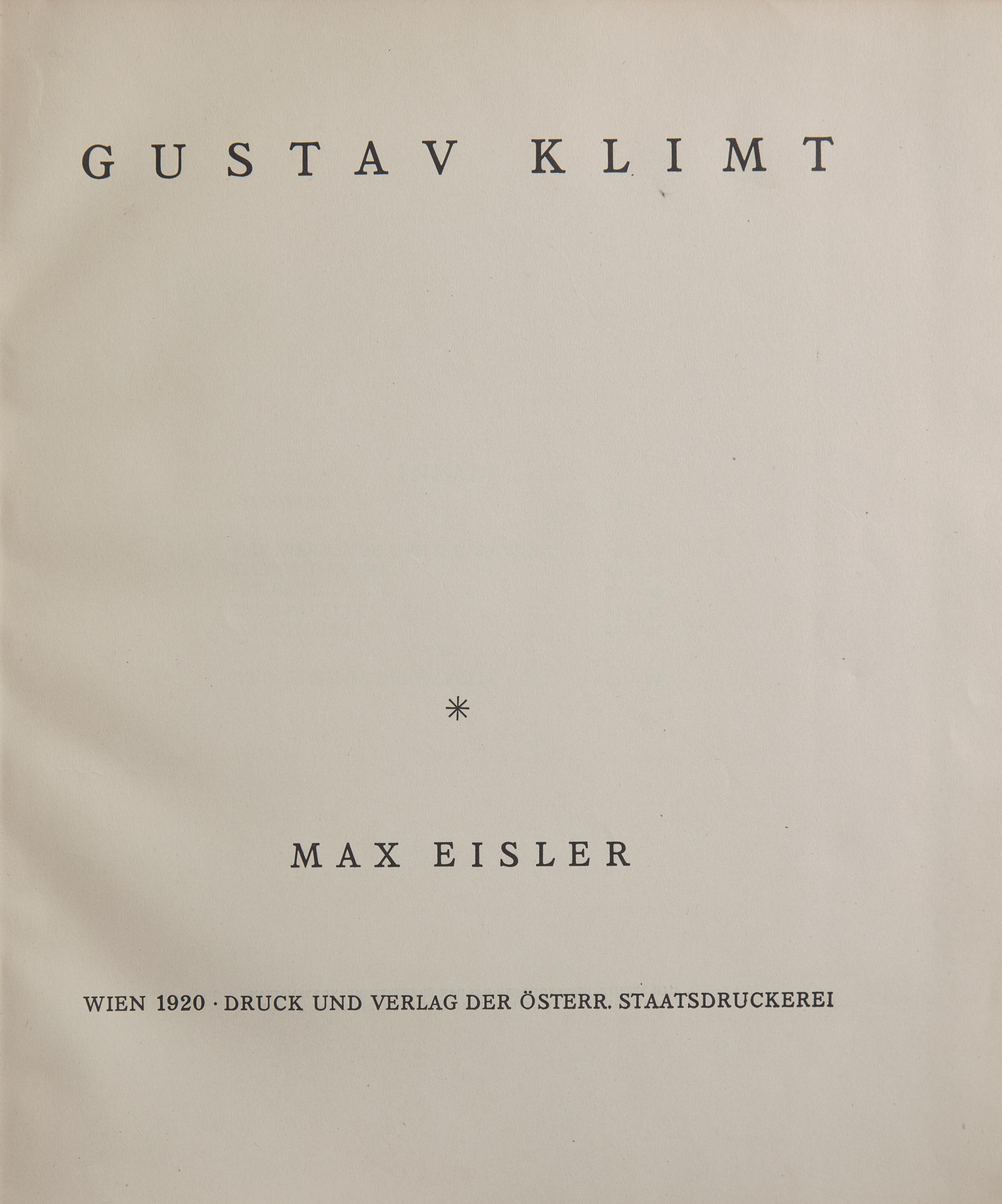 [Art] Eisler, Max. Gustav Klimt