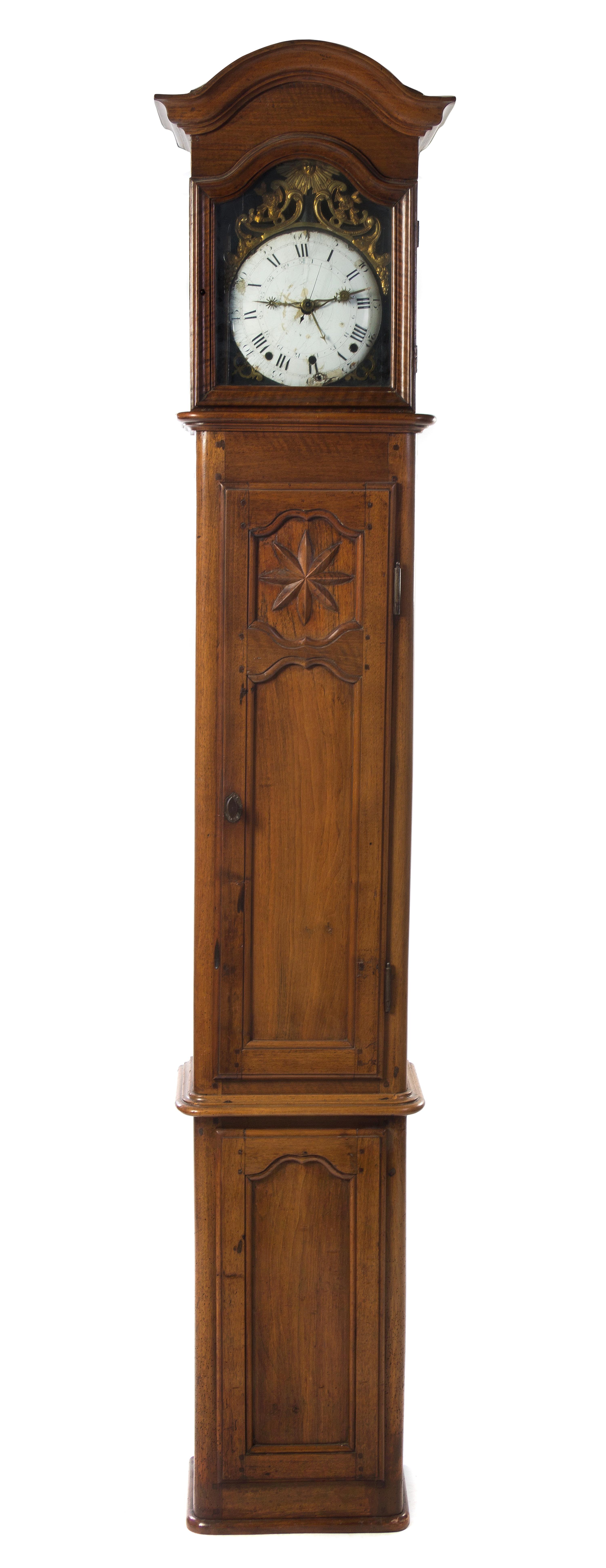 A French Walnut Long Case Clock, Height 94 inches.