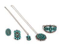Zuni Silver and Turquoise Cluster Jewelry