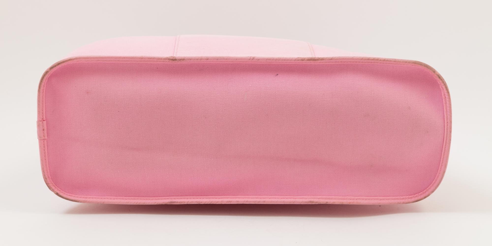 An Hermès Pink Toile Canvas Cabag Tote, 15.5" x 9.25" x 5.75"; Handle drop: 5".