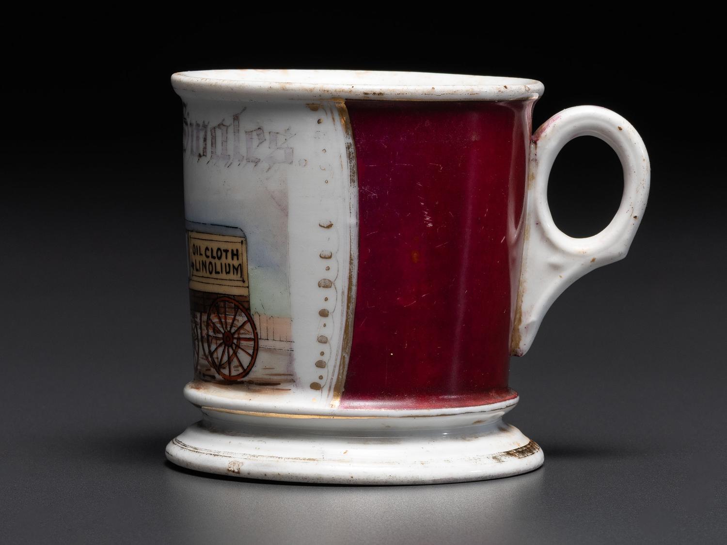 An Oil Cloth and Linolium Salesman's Occupational Shaving Mug