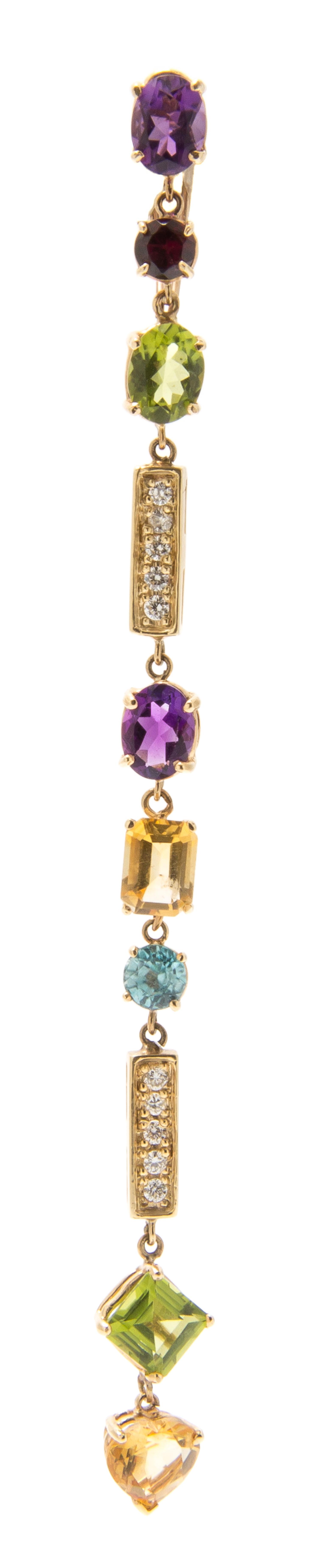 A Yellow Gold, Multi Gem and Diamond Demi Parure, 16.10 dwts.