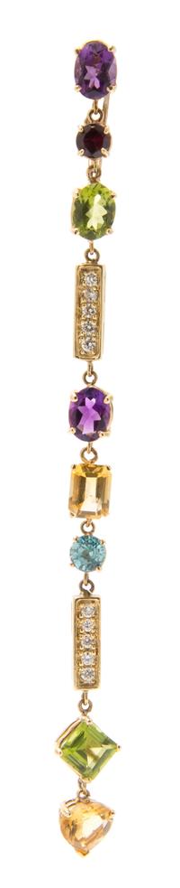 A Yellow Gold, Multi Gem and Diamond Demi Parure, 16.10 dwts.