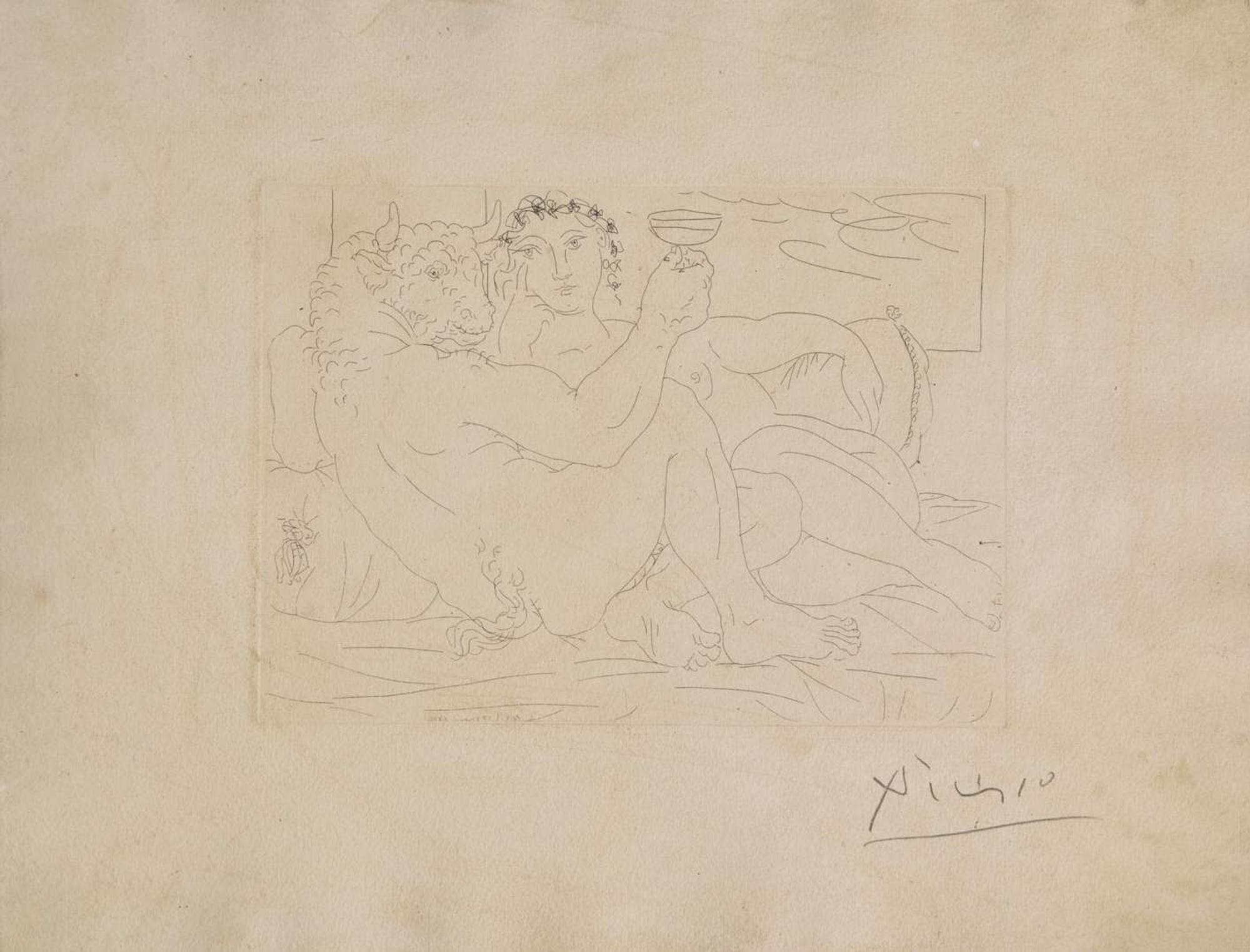 Pablo Picasso (Spanish, 1881-1973), Minotaure, une Coupe à la Main, et Jeune Femme, from La Suite Vollard