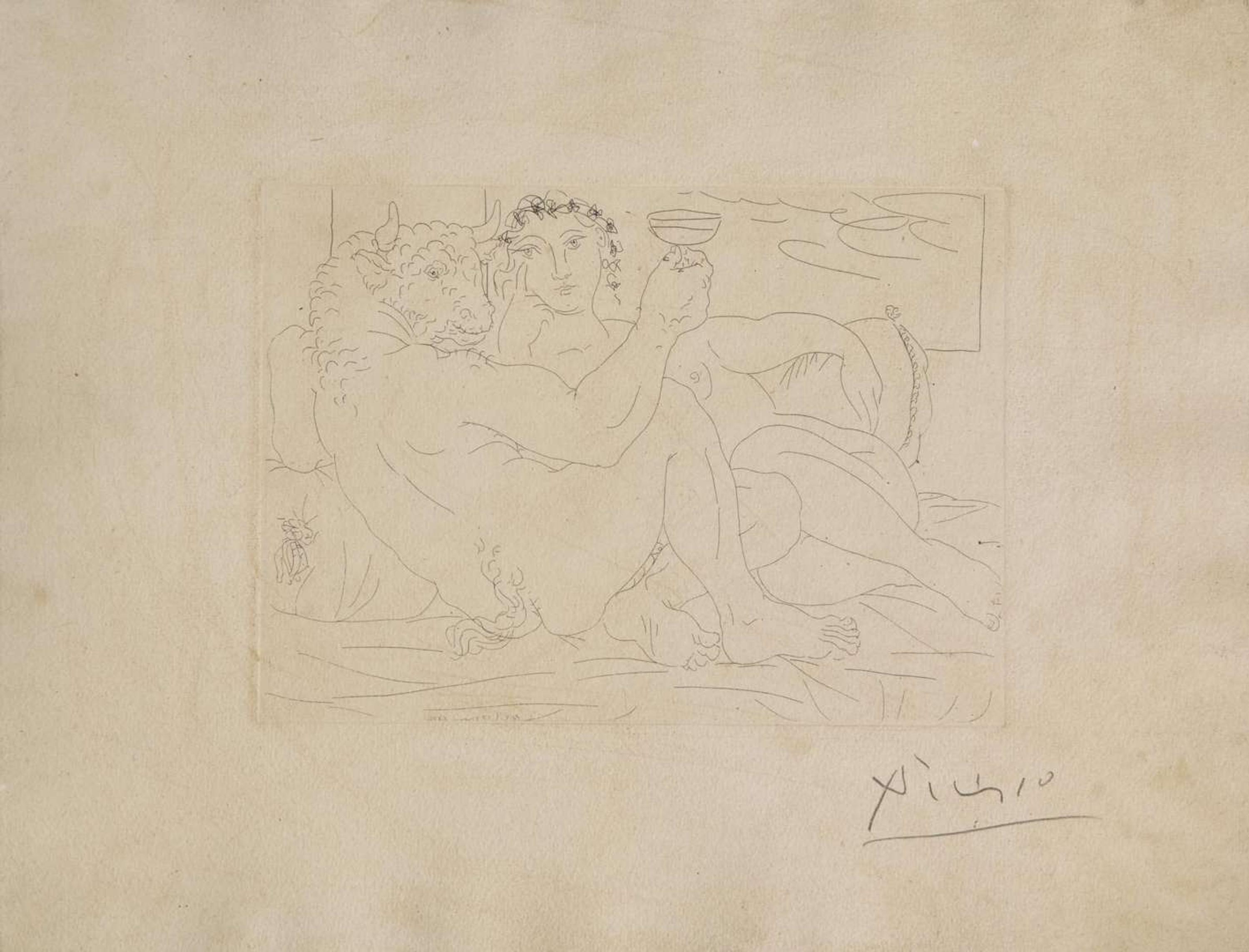 Pablo Picasso (Spanish, 1881-1973), Minotaure, une Coupe à la Main, et Jeune Femme, from La Suite Vollard