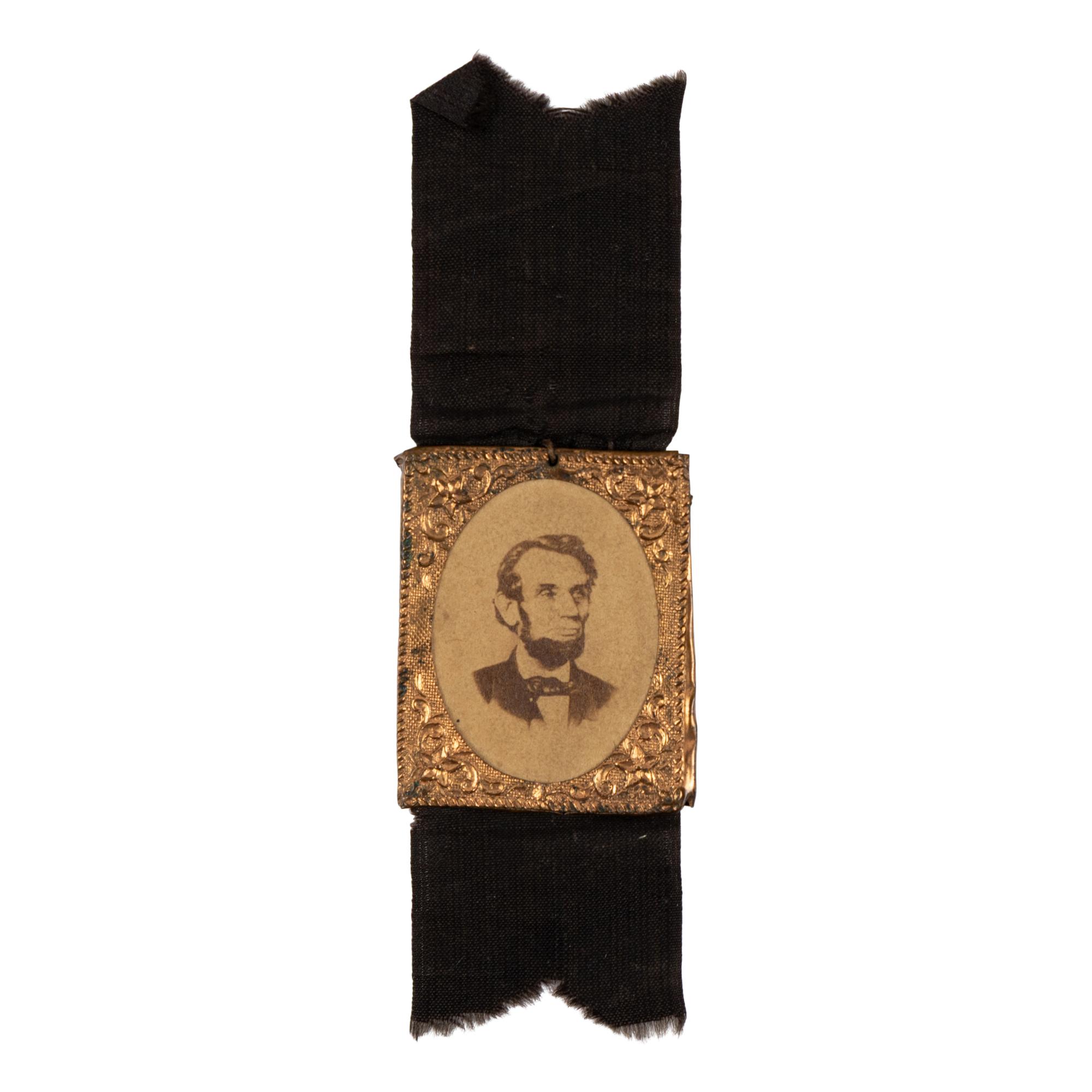 [LINCOLN FUNERAL]. A group of 4 mourning badges and 1 campaign badge, comprising: