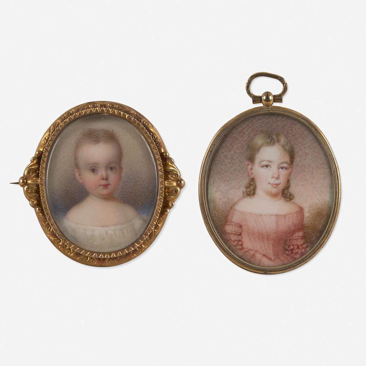 John Carlin (1813-1891) and other Two Portrait Miniatures: George Gray Lyman and a Girl in Pink Dress from New England