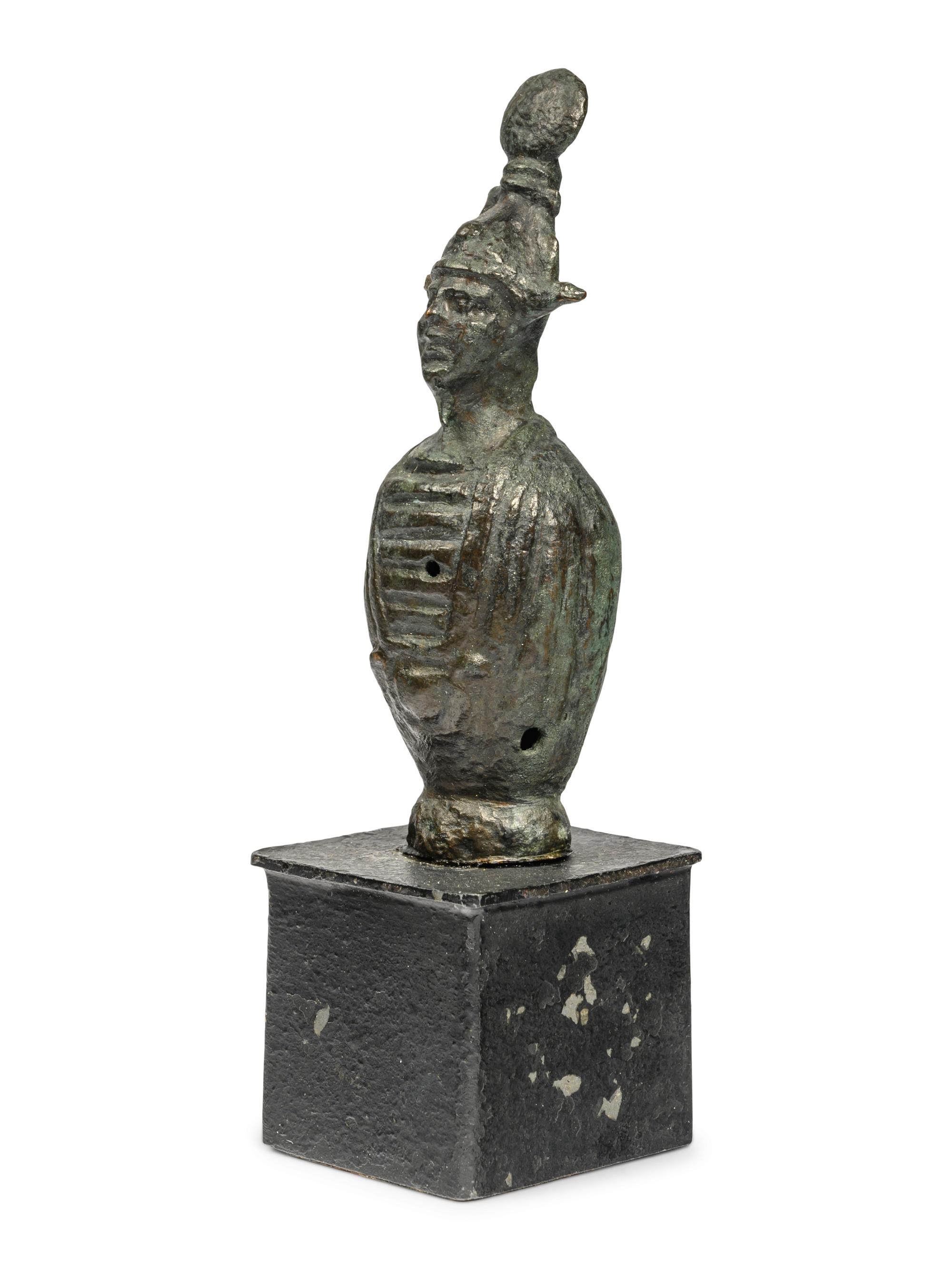 An Egyptian Bronze Canopic Osiris