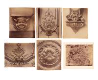 A group of six photographs depicting early 20th Century Parisian architectural details (Saints-Gervais-et-Protais, 1903-1904; Ambassade d'Autriche, 57 rue de Varenne, 1905; La Monnaie-quai Conti [5234], 1905-1906; Hôtel de Roquelaure, boulevard Saint-Germain, 246, 1905-1906; Hôtel de la Duchesse, de Narbonne, rue Varenne 45, 1907; [Cluny–Diane Chasseresse. Art Français. École J. Goujon], 1911)