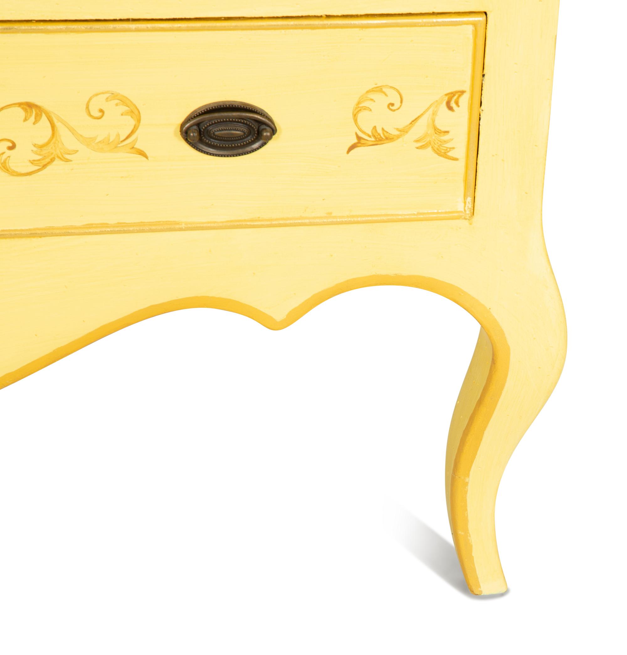 A Venetian Style Painted and Parcel Gilt Bureau Cabinet