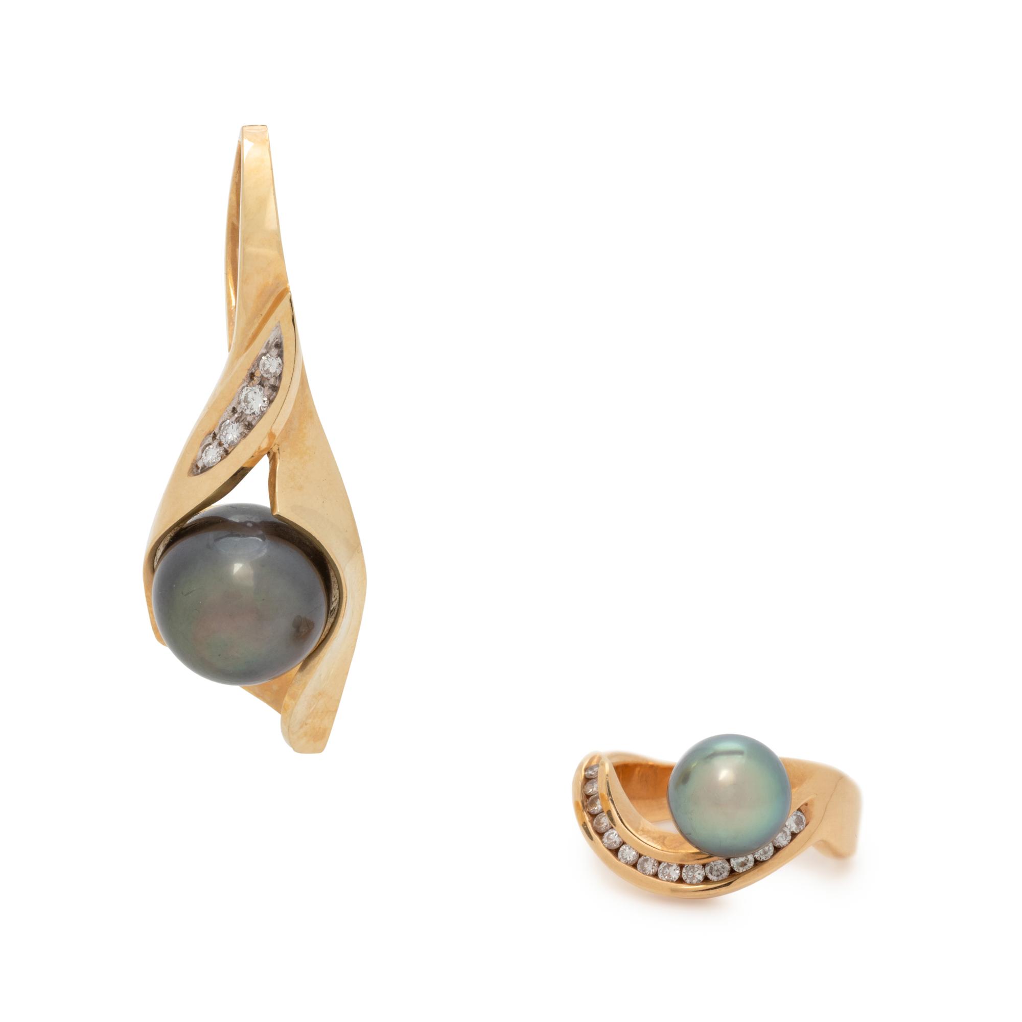 COLLECTION OF CULTURED TAHITIAN PEARL AND DIAMOND JEWELRY