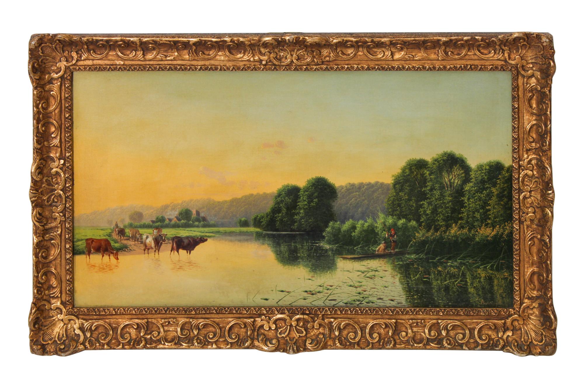 Edwin Henry Boddington, (British, 1836-1905), Summer River Scene