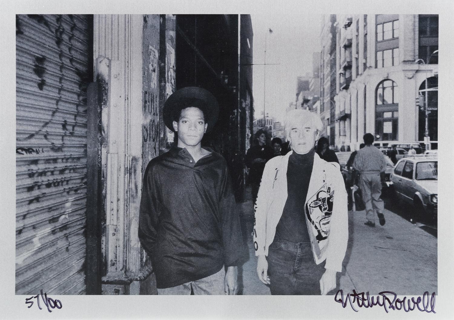 Ricky Powell, (American, b. 1961), Andy Warhol & Jean-Michel Basquiat, Soho. NYC., 1985