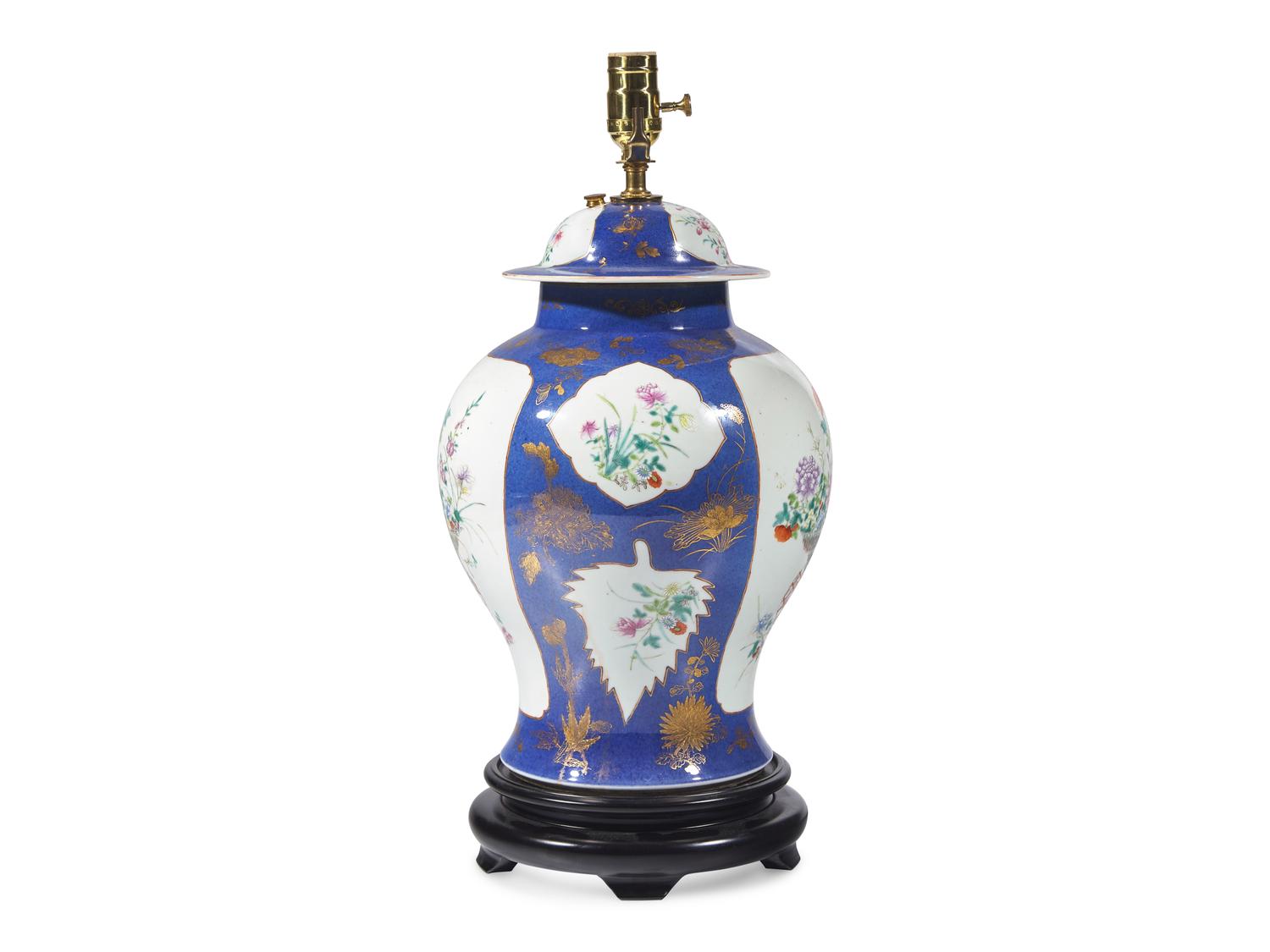 A Chinese Famille Rose Porcelain Jar And Cover Mounted As A Lamp