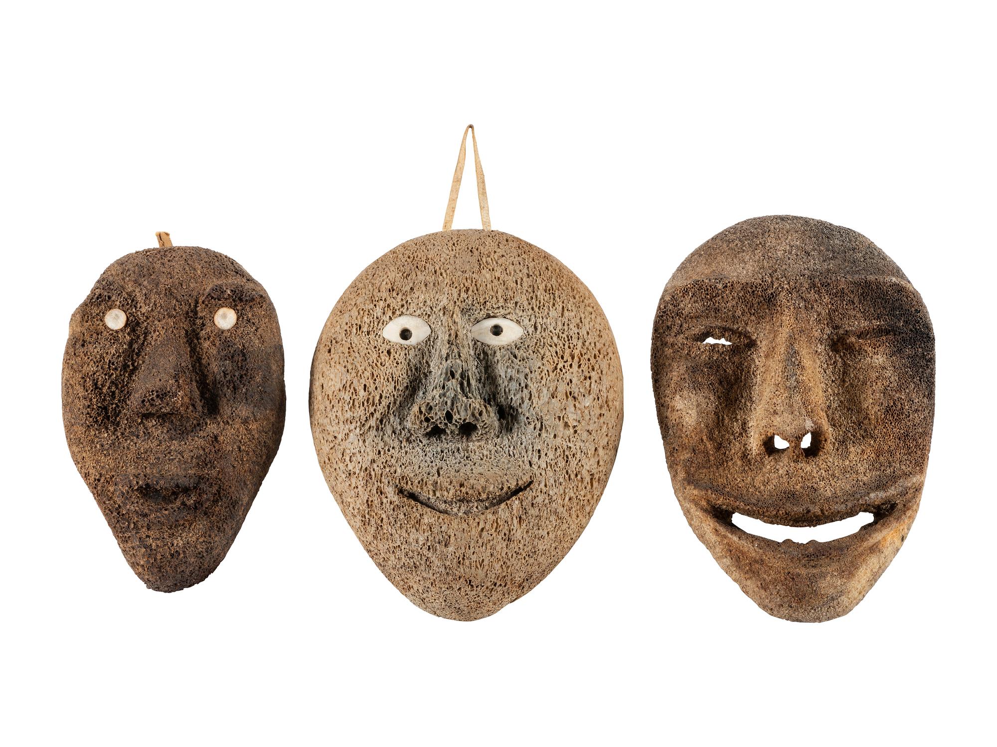 Group of Eskimo Whale Bone Masks