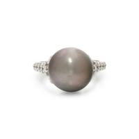 CULTURED TAHITIAN PEARL AND DIAMOND RING