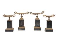 Two Pairs of Continental Gilt Bronze and Marble Tazze
